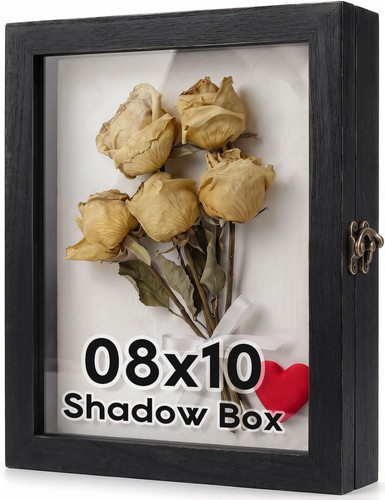 8x10 black wood shadow box - black,